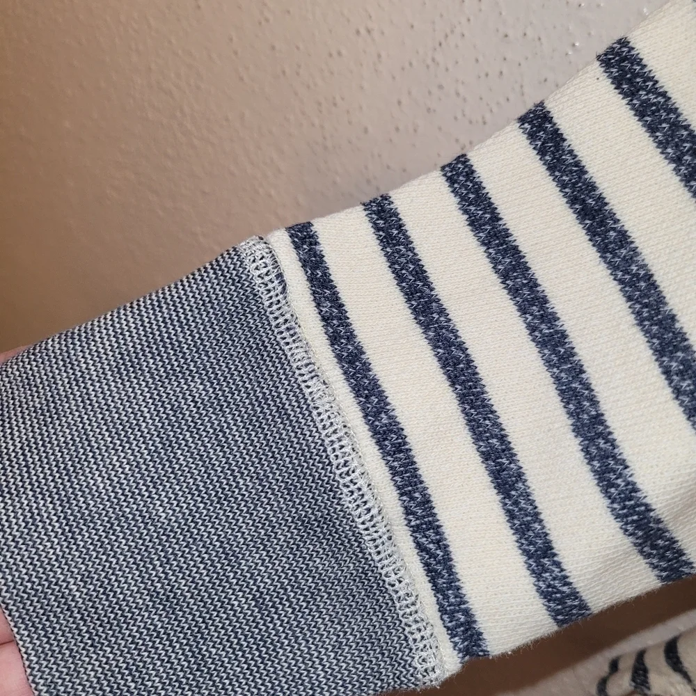 J. Crew Striped Top Cotton Navy And White Size Small